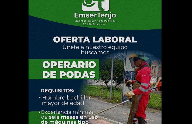 |EmserTenjo| abre convocatoria laboral para |Operario de Podas|