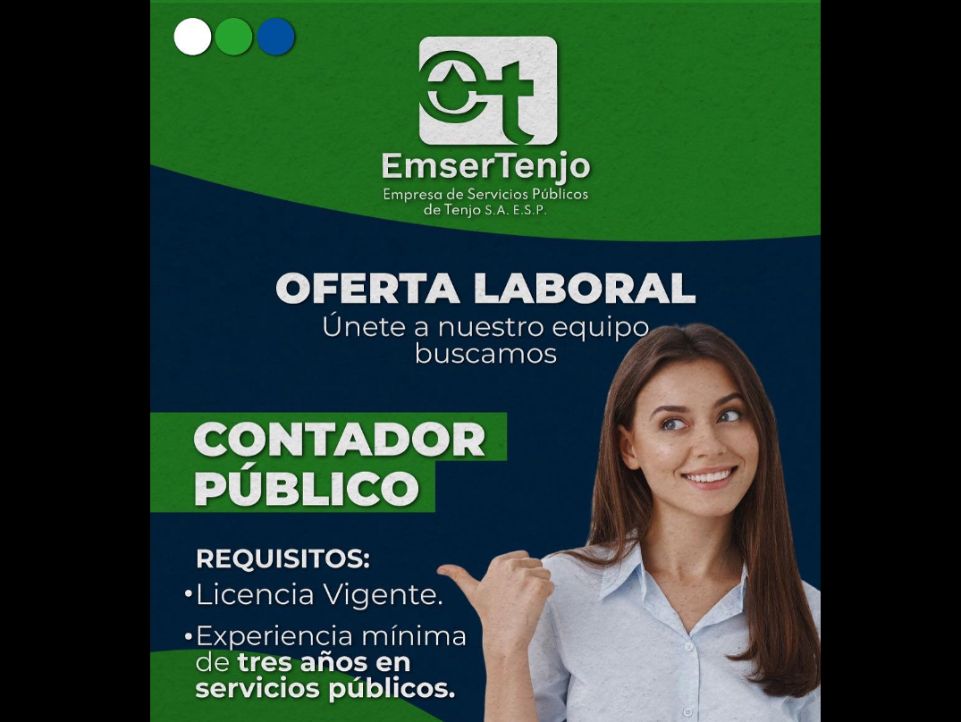 |EmserTenjo| abre convocatoria laboral para profesional en |Contaduría Pública|
