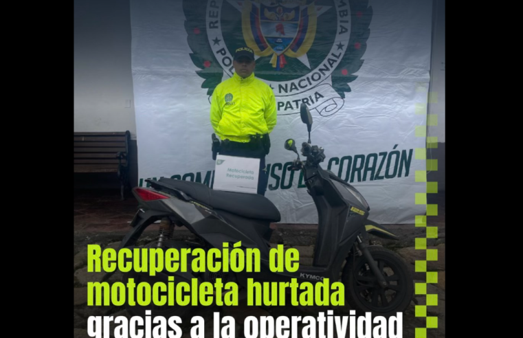 Autoridades recuperan |motocicleta hurtada| en |Chía| durante |operativo de seguridad|