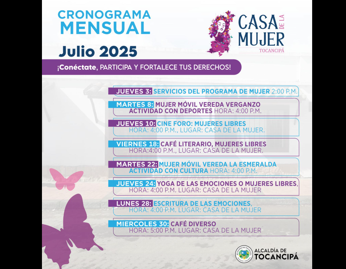 |Casa de la Mujer| de |Tocancipá| invita a participar en |actividades culturales| y de bienestar
