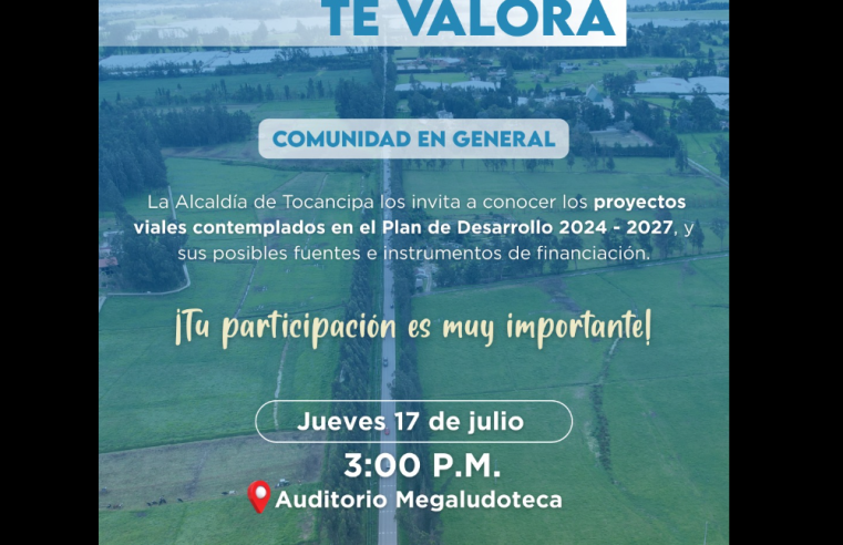 |Tocancipá| socializará proyectos viales contemplados en su |Plan de Desarrollo|