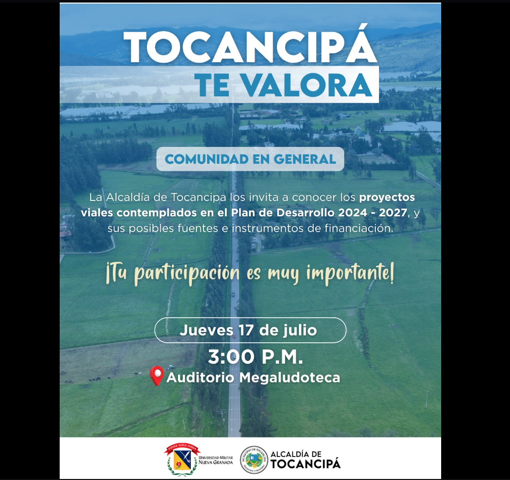|Tocancipá| socializará proyectos viales contemplados en su |Plan de Desarrollo|