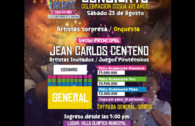 |Cogua| celebrará 421 años con el Gran Concierto del |XXV Festival Rodamonte|