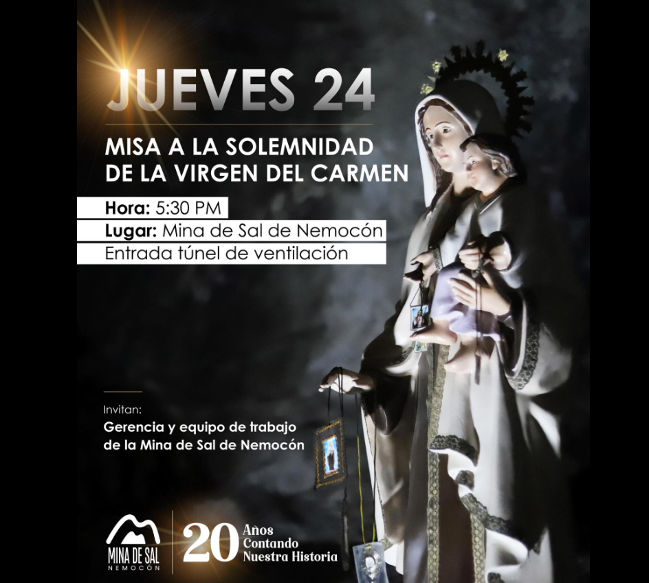 |Nemocón| celebrará misa en honor a la |Virgen del Carmen| en la |Mina de Sal|