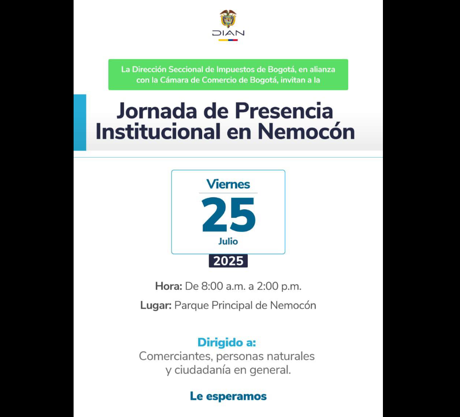 |Nemocón| será sede de jornada institucional de la DIAN y la |Cámara de Comercio| de |Bogotá|