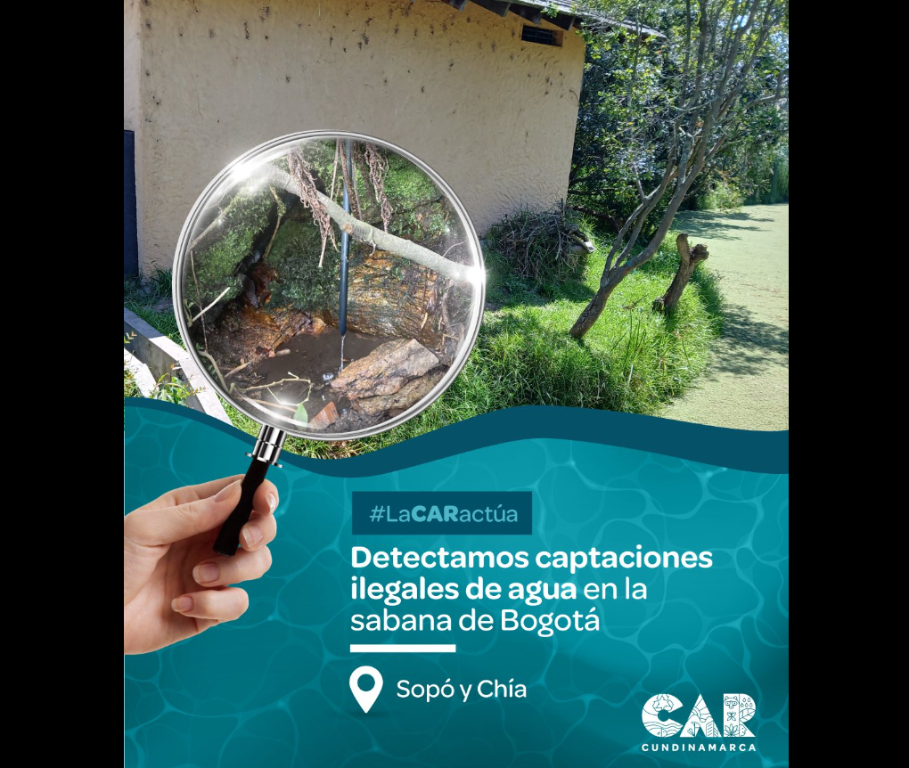La |CAR| detecta captación ilegal de agua en quebradas y humedales de |Sopó| y |Chía|