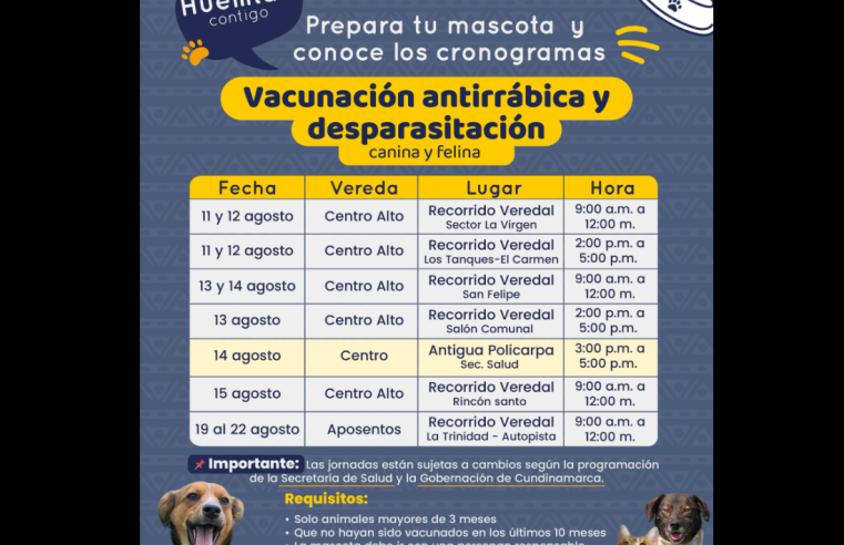 |Sopó| realiza |jornadas gratuitas| de |vacunación| y desparasitación para |mascotas|