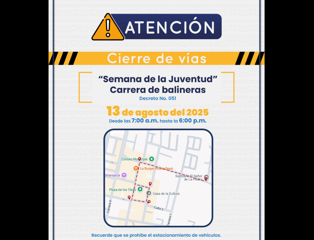 |Sopó| anuncia |cierre vial| por carrera de “Carritos de Balineras”