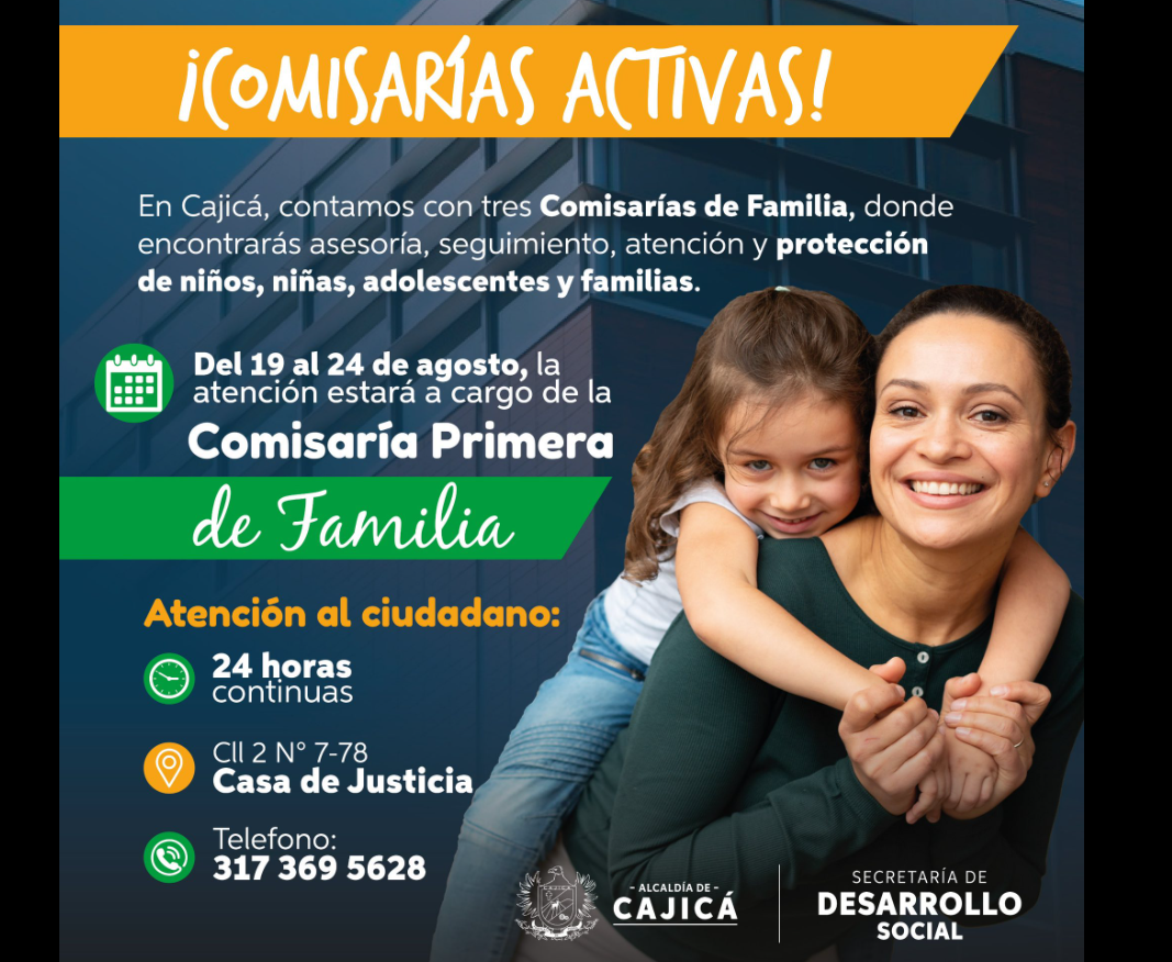 Comisarías de Familia en |Cajicá| refuerzan |atención las 24 horas|