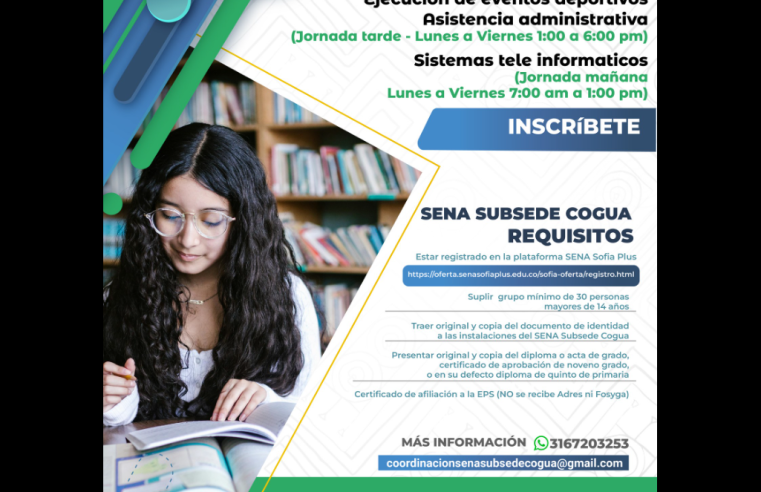 |Cogua| abre inscripciones para la cuarta |oferta presencial| del |SENA|