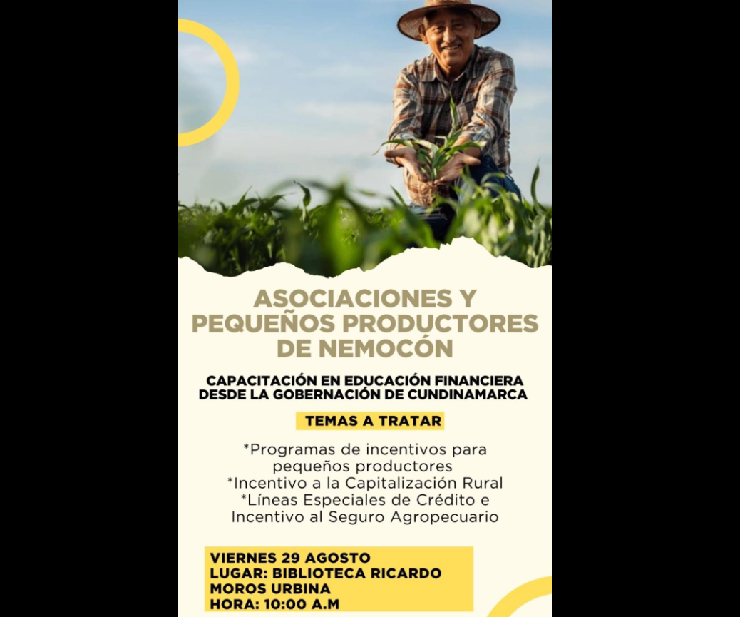 |Nemocón| invita a pequeños productores a capacitación en |educación financiera|