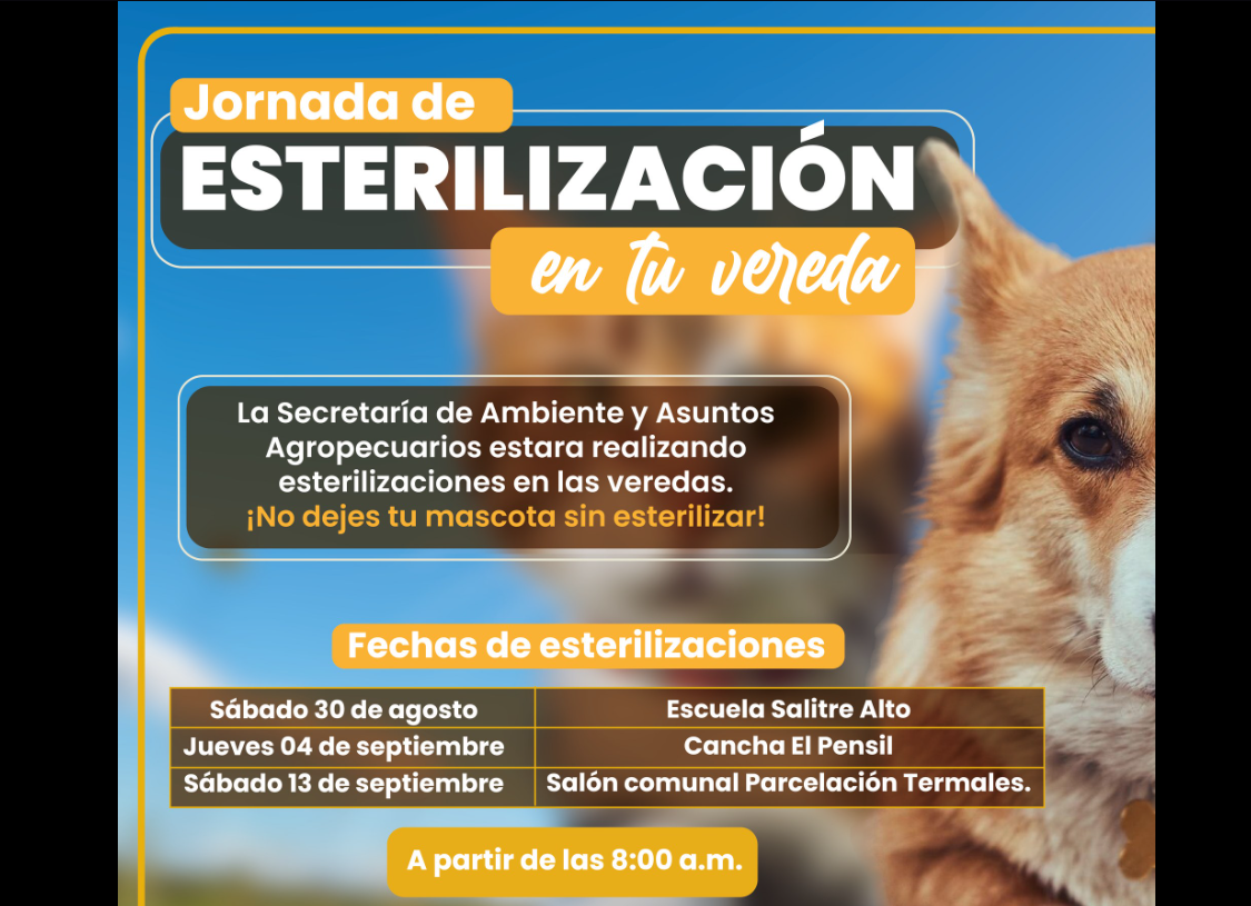 |Tabio| realizará |jornada gratuita| de |esterilización de mascotas| en veredas
