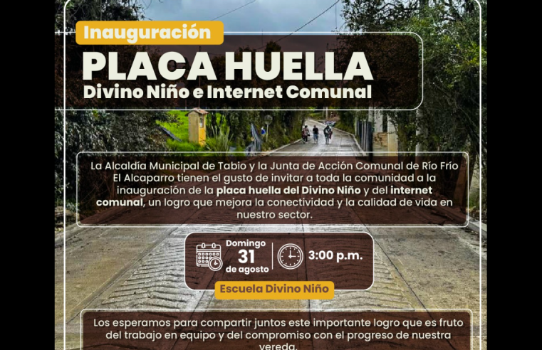 Vereda |Río Frío| El Alcaparro en el municipio de |Tabio| inaugura nueva |placahuella| e internet comunal