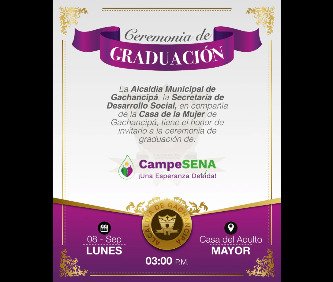 |Gachancipá| realizará la Ceremonia de |Graduación Campesina| 2025 en honor a |mujeres rurales|
