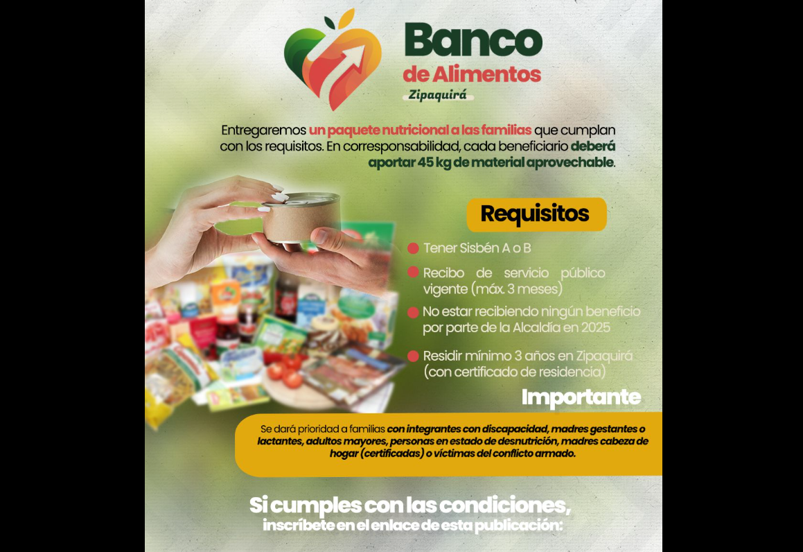 |Zipaquirá| pone en marcha el |Banco de Alimentos| 2025