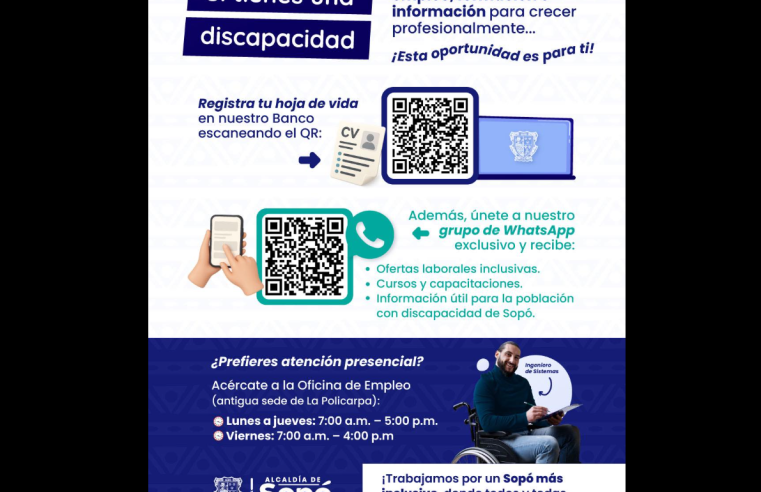 |Sopó| impulsa la |inclusión laboral| para |personas con discapacidad|