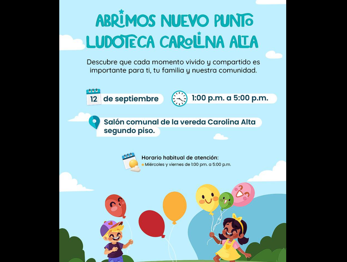 |Sopó| inaugurará ludoteca en el sector La |Carolina Alta|
