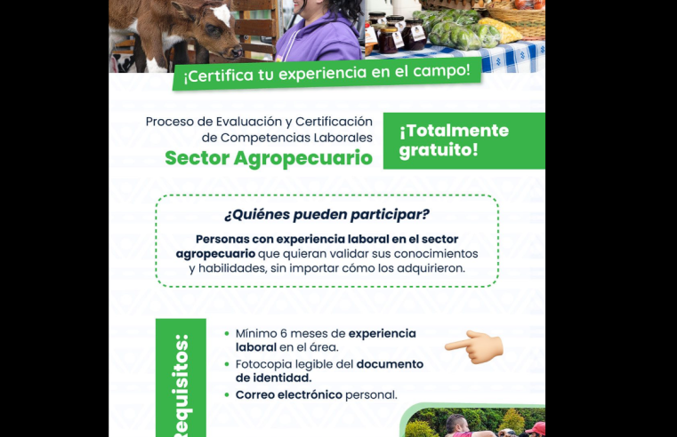 |Sopó| abre inscripciones para certificación en competencias laborales del |sector agropecuario|