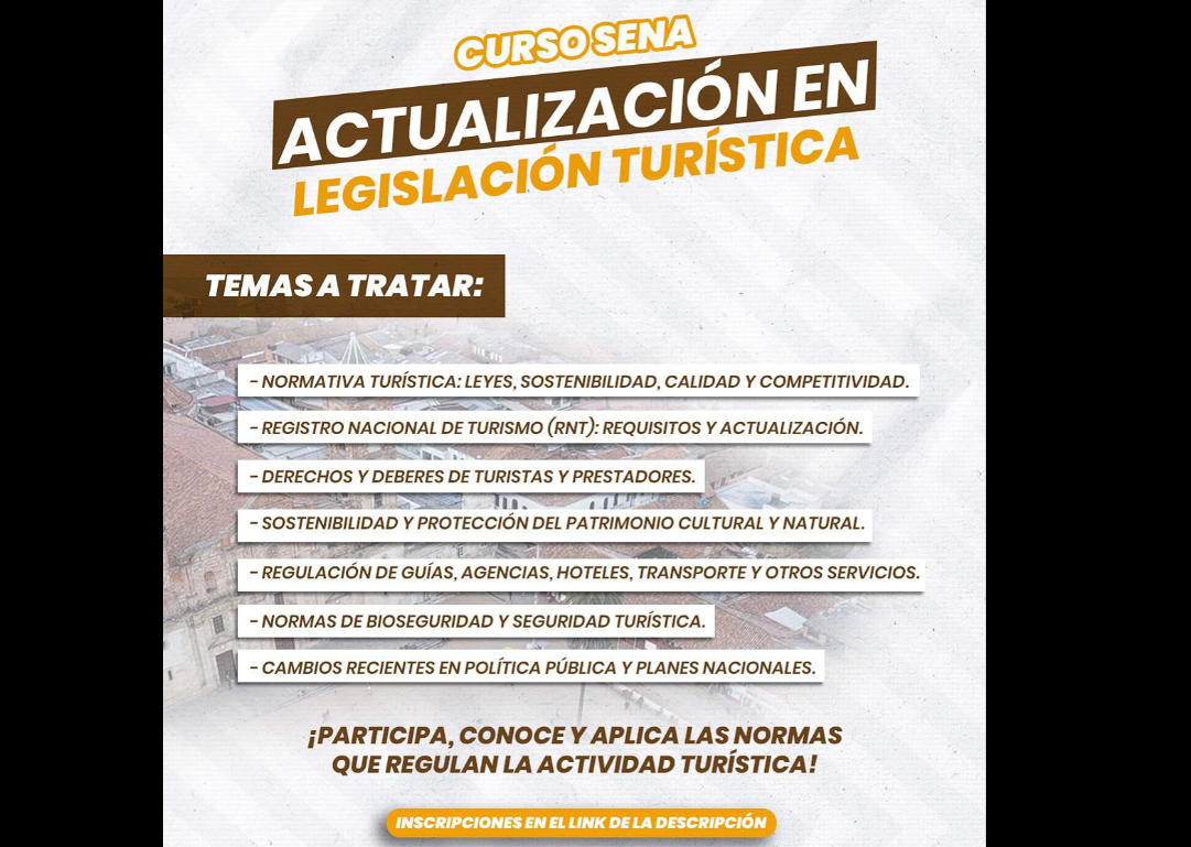 |SENA| abre inscripciones para capacitación en |Legislación Turística| en |Zipaquirá|