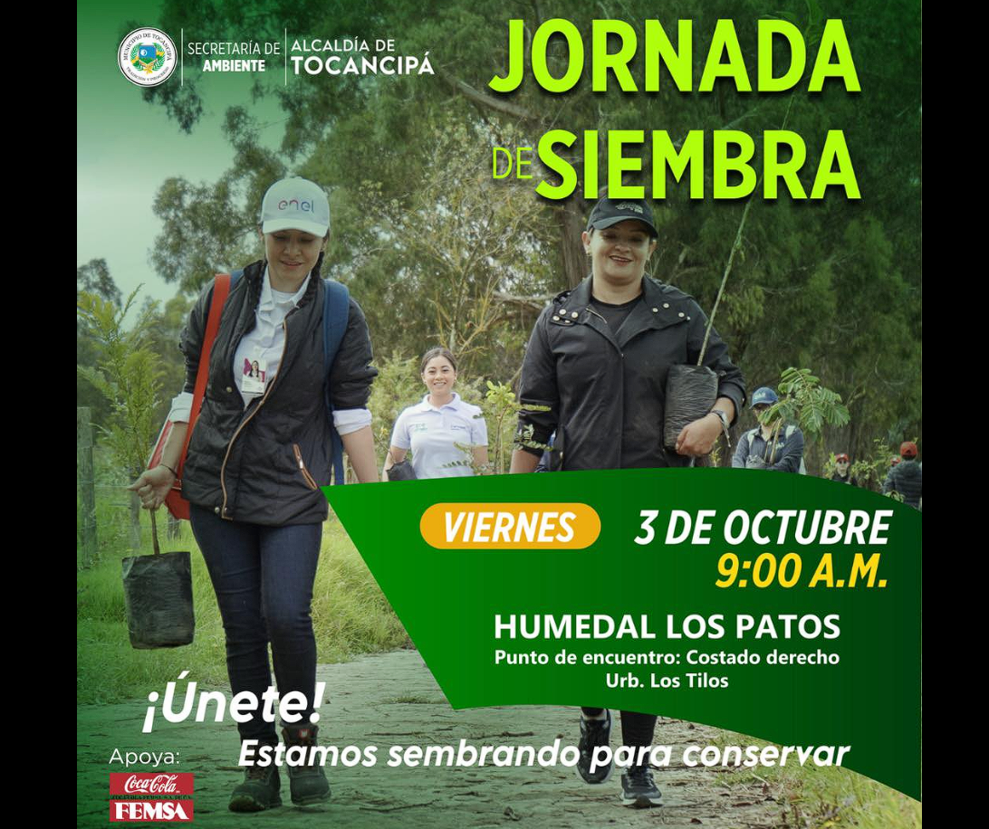 Convocan a jornada de |siembra de árboles| en el |Humedal Los Patos| en |Tocancipá|