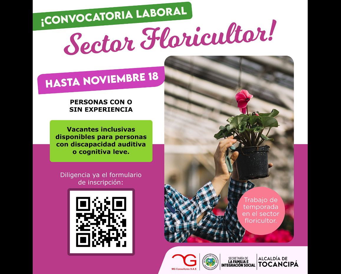 |Tocancipá| abre convocatoria laboral inclusiva en el |sector floricultor|