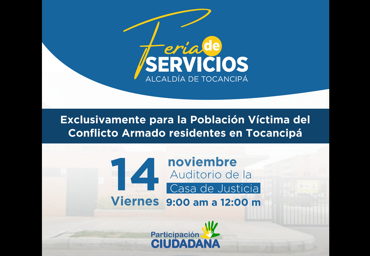 |Tocancipá| realizará feria de servicios para la población víctima del |conflicto armado|