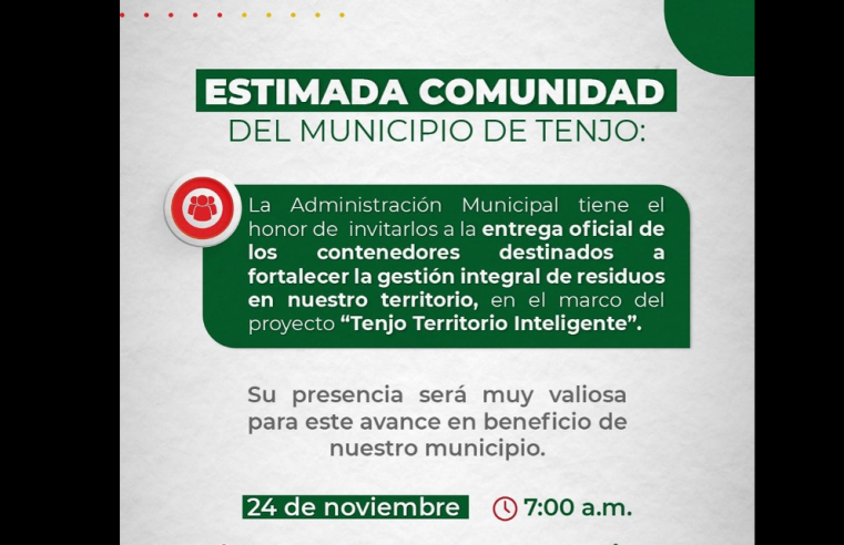 |Tenjo| refuerza la |recolección de residuos| con nuevos |contenedores inteligentes|