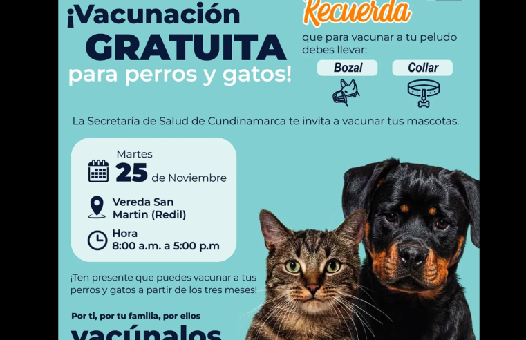 |Gachancipá| Realizará |Jornada Gratuita| de |Vacunación Canina| y |Felina|