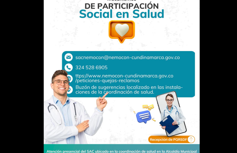 |Nemocón| Invita a la Comunidad a Participar en los Mecanismos de Participación Social en |Salud|