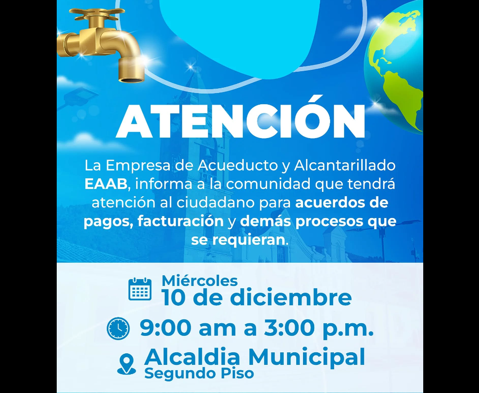 EAAB Brindará Atención Directa a la Comunidad de |Gachancipá|