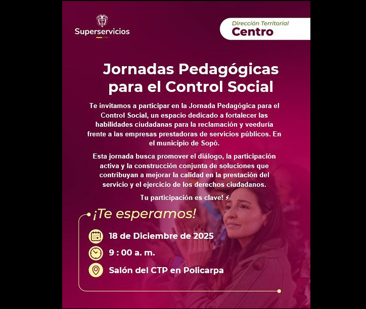 |Sopó| será escenario de jornada “Pedagógica por el Control Social” de la |SSPD|