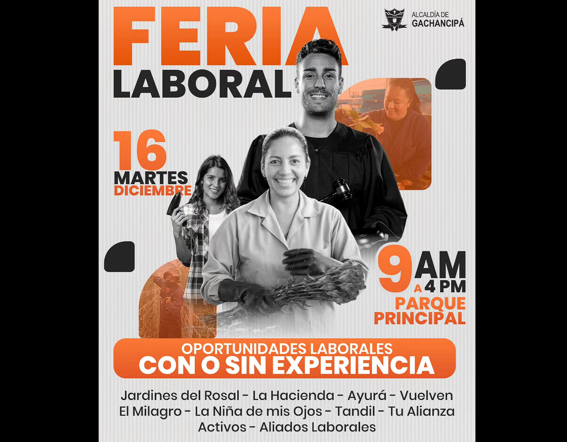 |Gachancipá| realizará la |Feria Laboral| 2025 en el |Parque Principal|