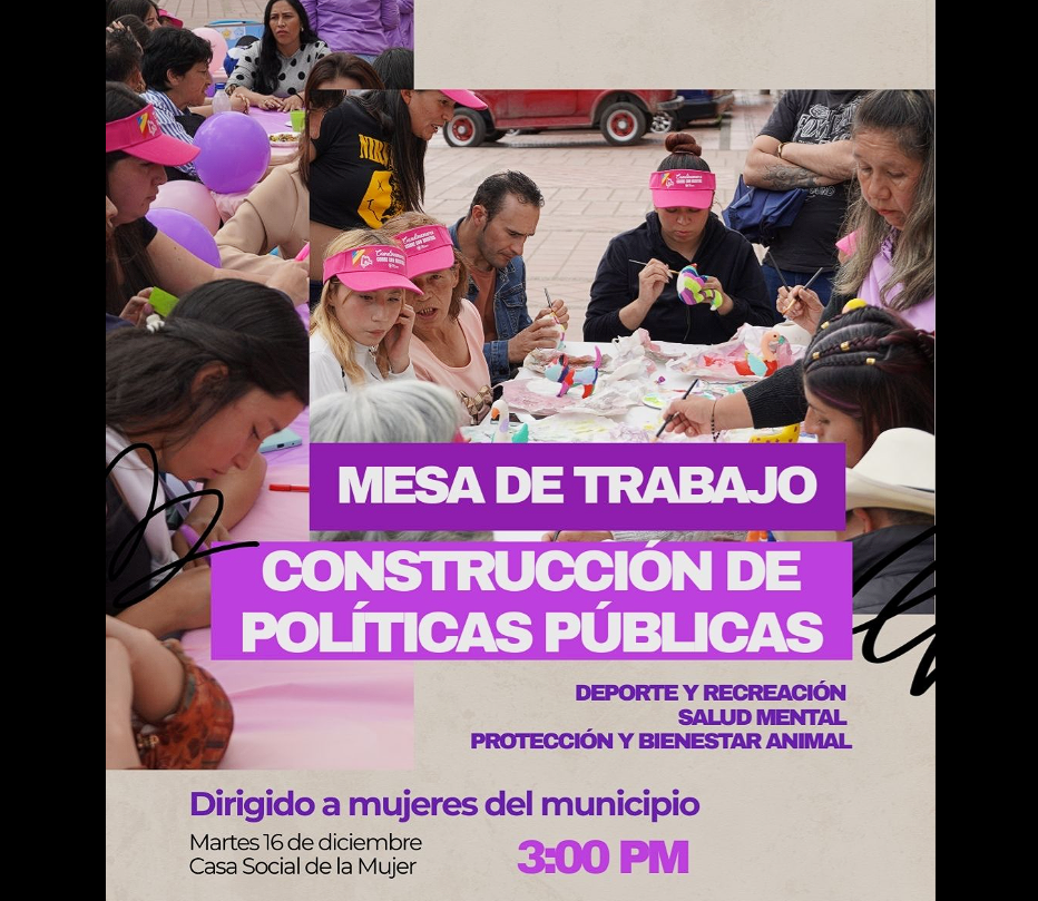 Convocatoria a |mesa de trabajo| para la construcción de políticas públicas para las |mujeres|