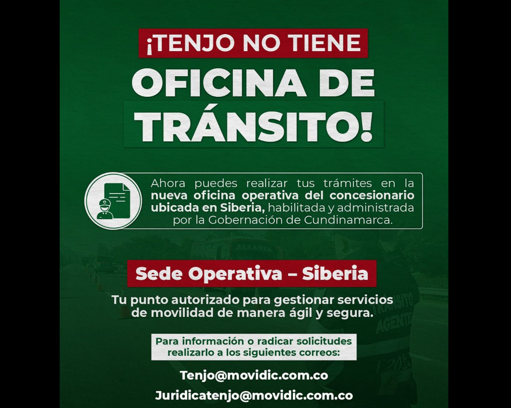 Información importante sobre |servicios de tránsito| en |Tenjo|