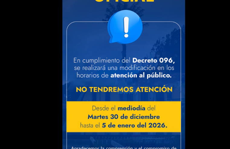 Alcaldía de |Nemocón| ajusta temporalmente horarios de |atención al público|