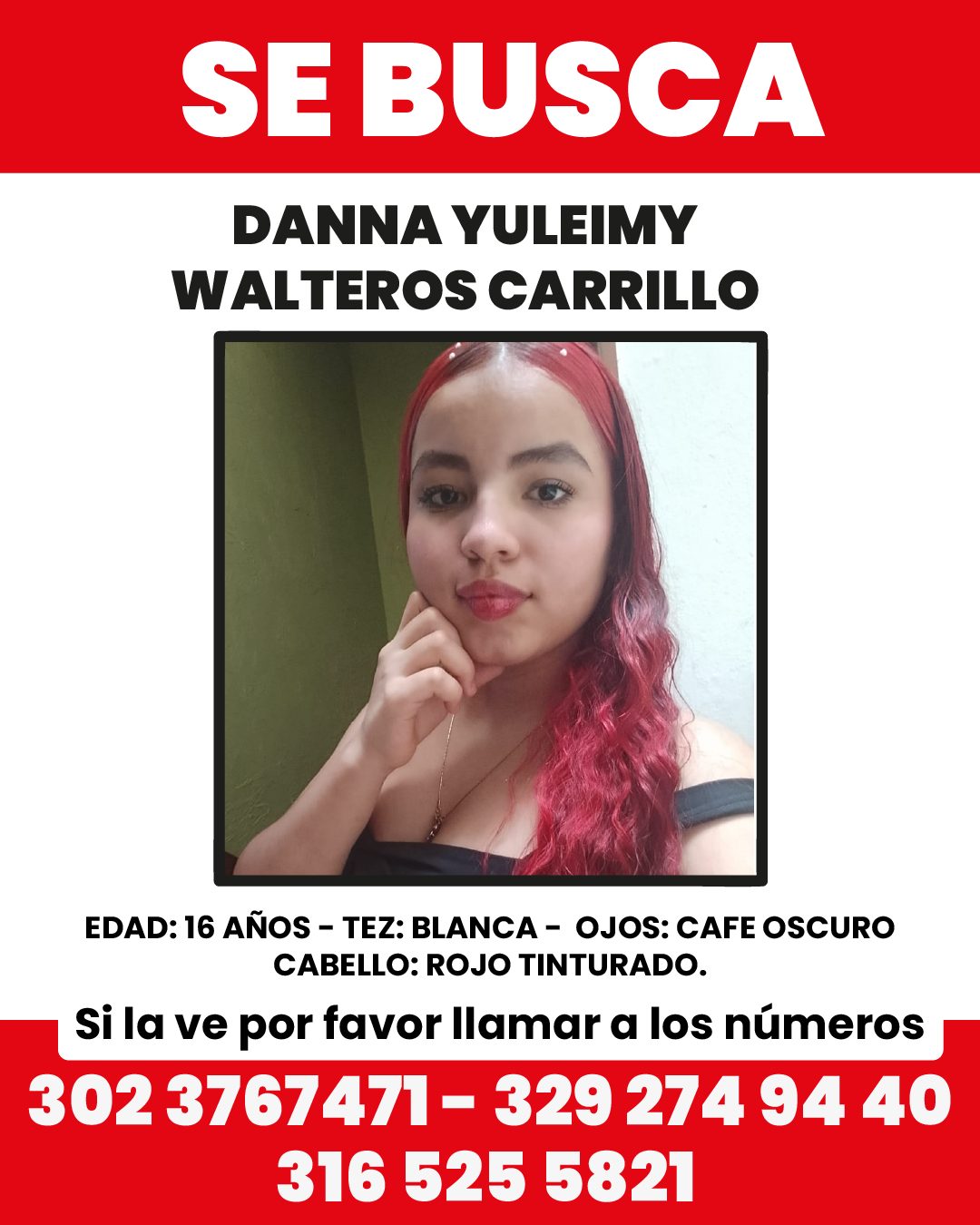 Autoridades solicitan apoyo ciudadano para ubicar a menor de 16 años