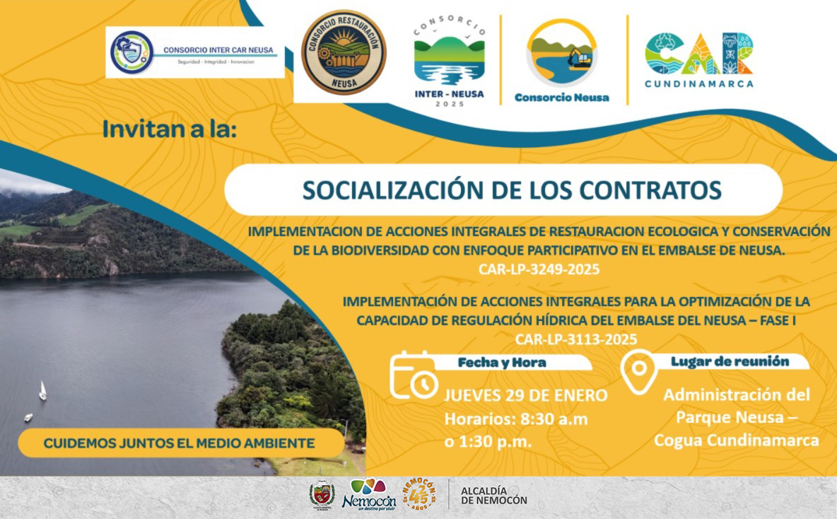 |Nemocón| socializará contratos ambientales para la restauración del |Embalse del Neusa|
