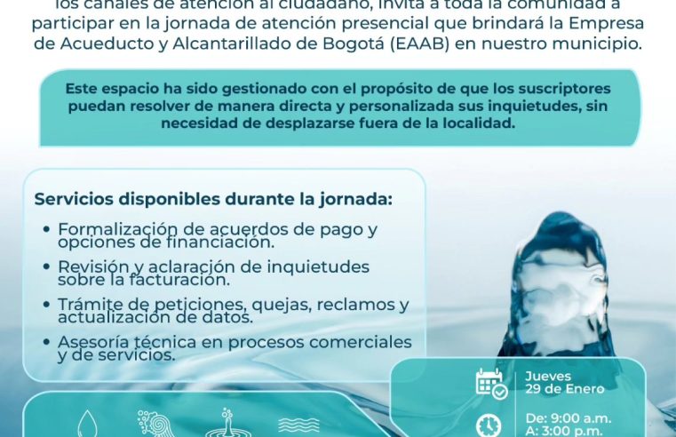 |Jornada especial| de atención de la EAAB para usuarios de |Gachancipá|
