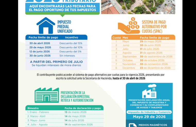 |Secretaría de Hacienda| publica el |Calendario Tributario| para la vigencia 2026