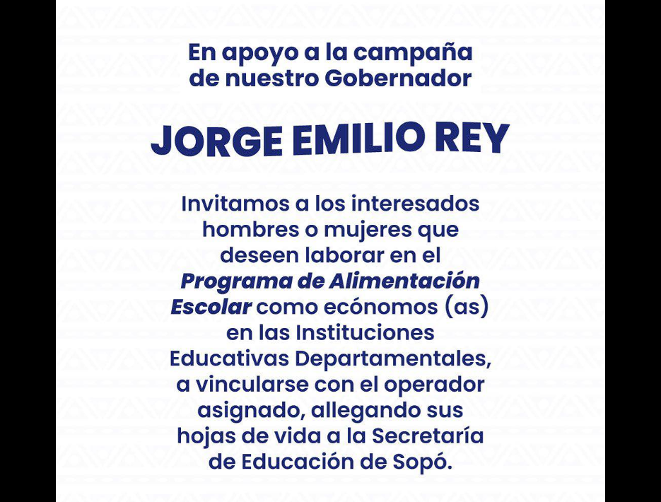 Abierta |convocatoria| para vincularse al |Programa de Alimentación Escolar| en |Sopó|