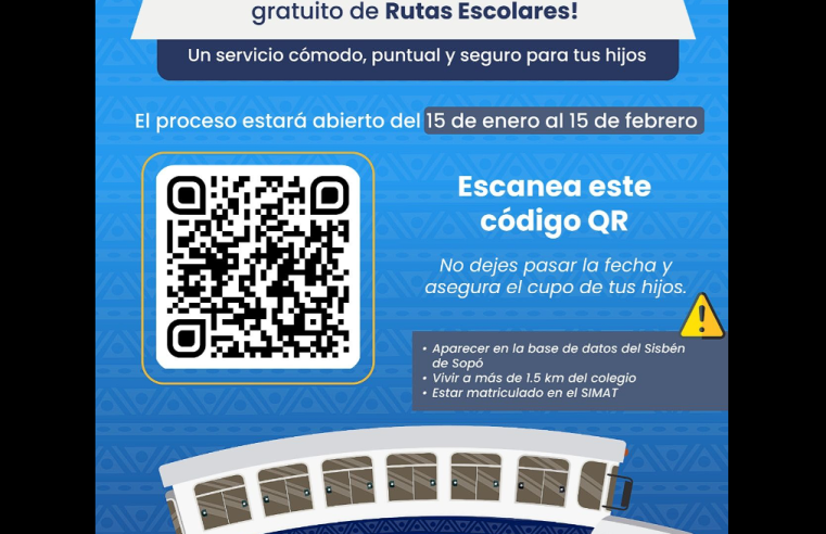 Abren inscripciones para el Programa de |Transporte Escolar| Gratuito en |Sopó|