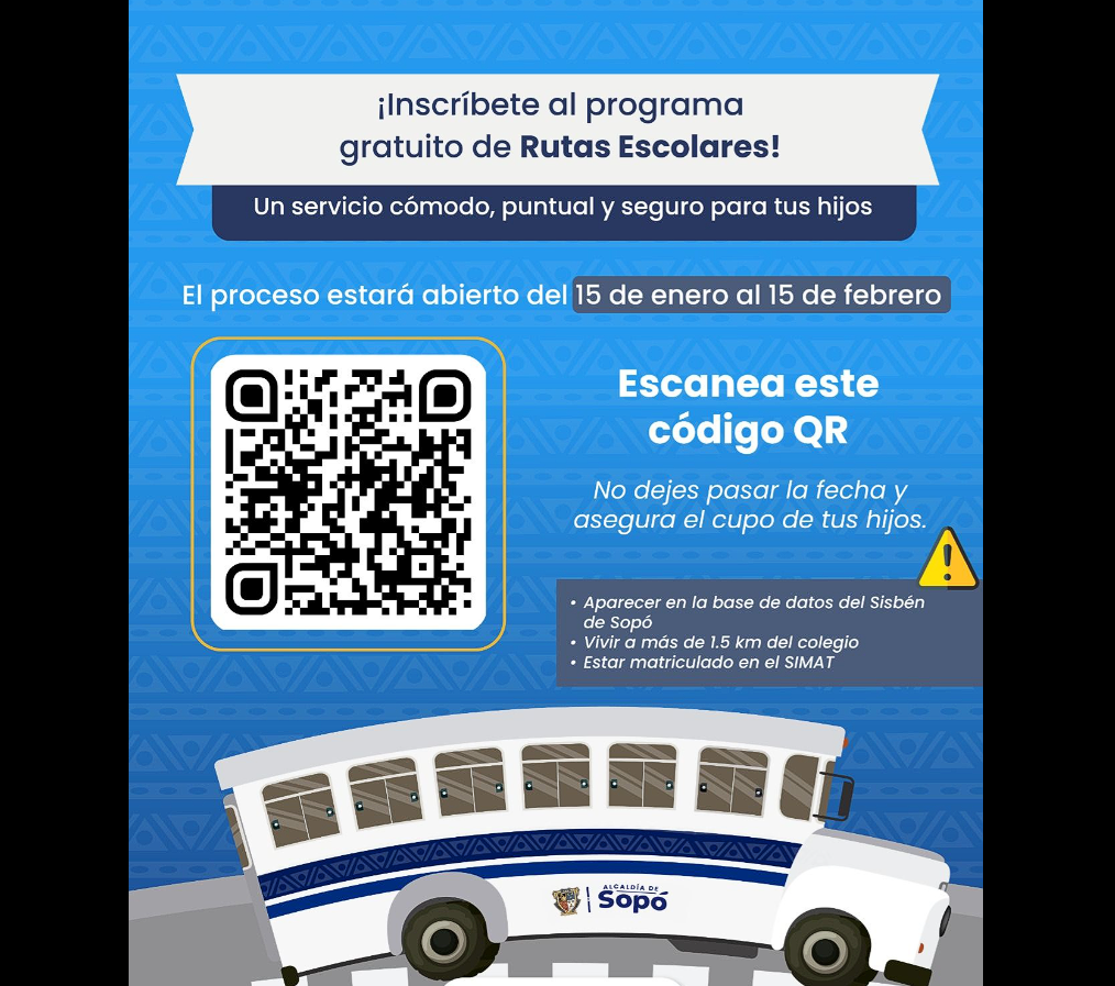 Abren inscripciones para el Programa de |Transporte Escolar| Gratuito en |Sopó|
