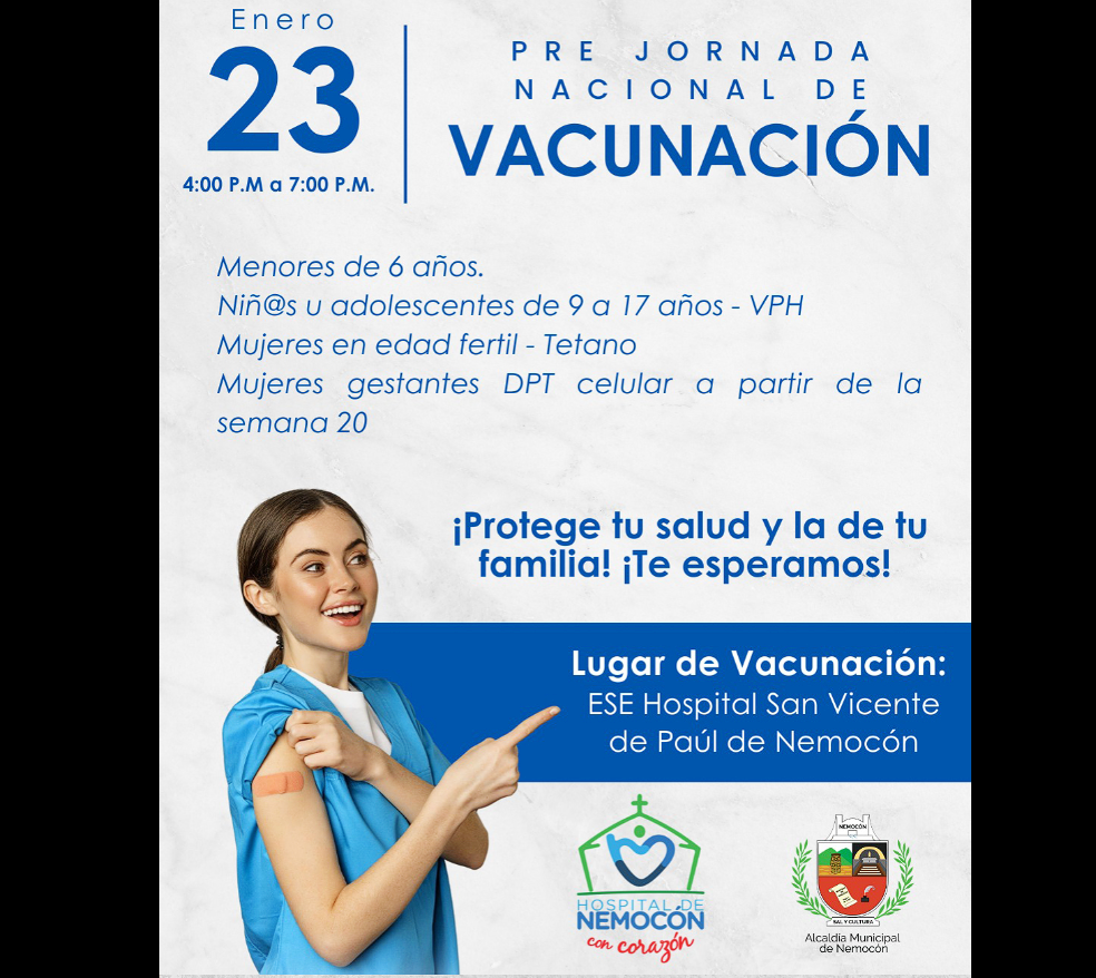 |Nemocón| invita a la Pre Jornada Nacional de |Vacunación|