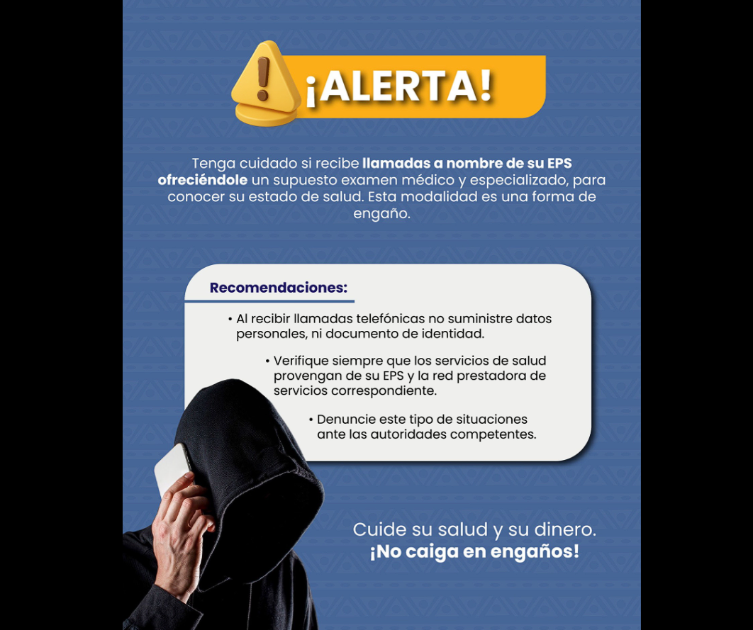 Autoridades alertan sobre llamadas fraudulentas que suplantan a |EPS| en |Sopó|