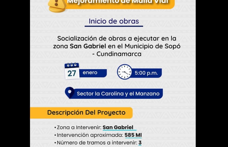 Socialización del |mejoramiento vial| en la vereda San Gabriel de |Sopó|