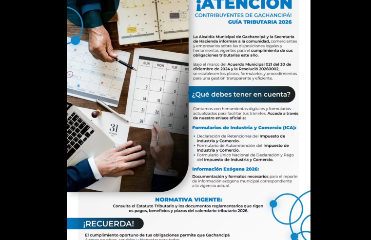 |Gachancipá| centraliza la información tributaria para la vigencia 2026
