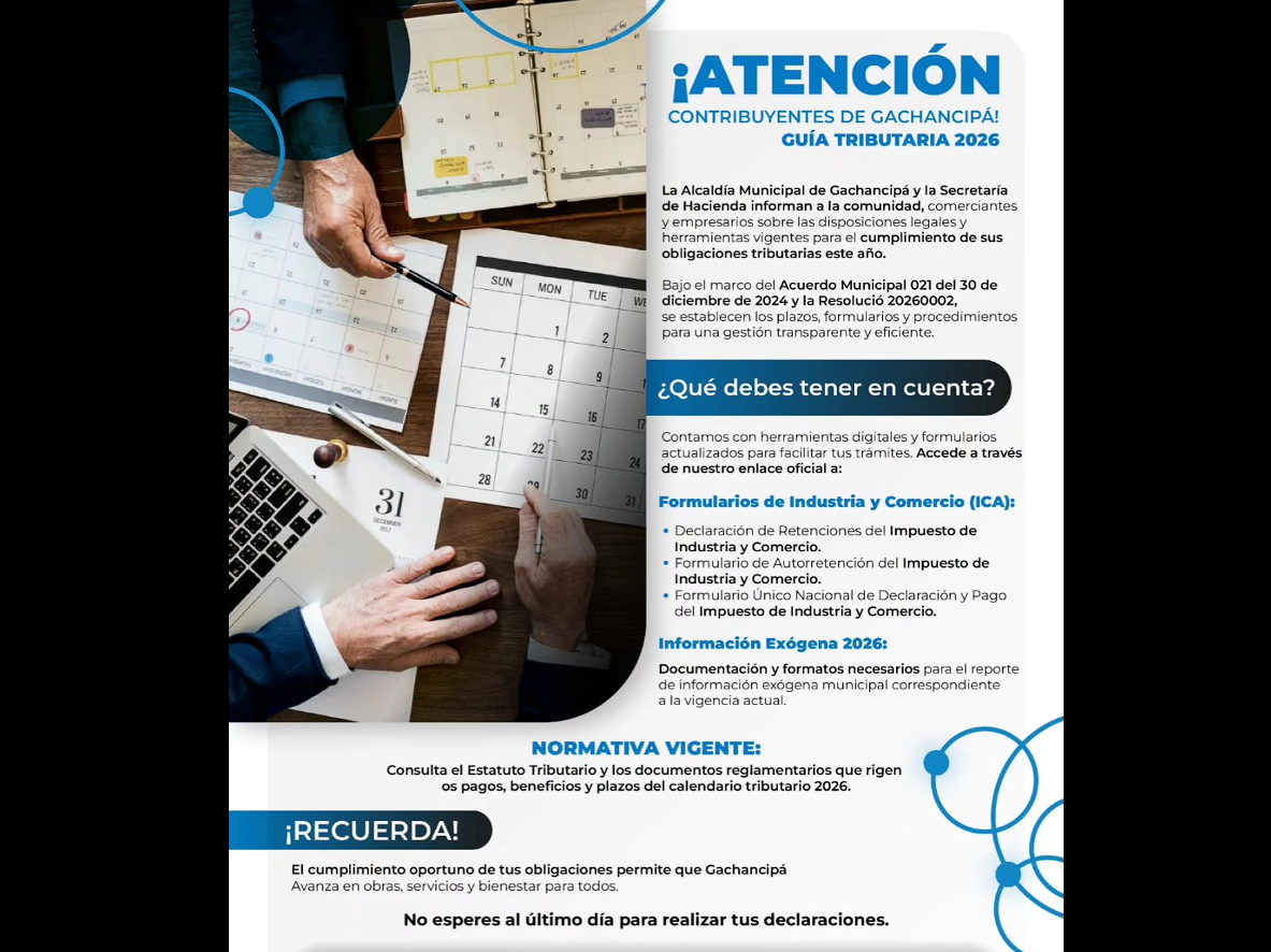 |Gachancipá| centraliza la información tributaria para la vigencia 2026
