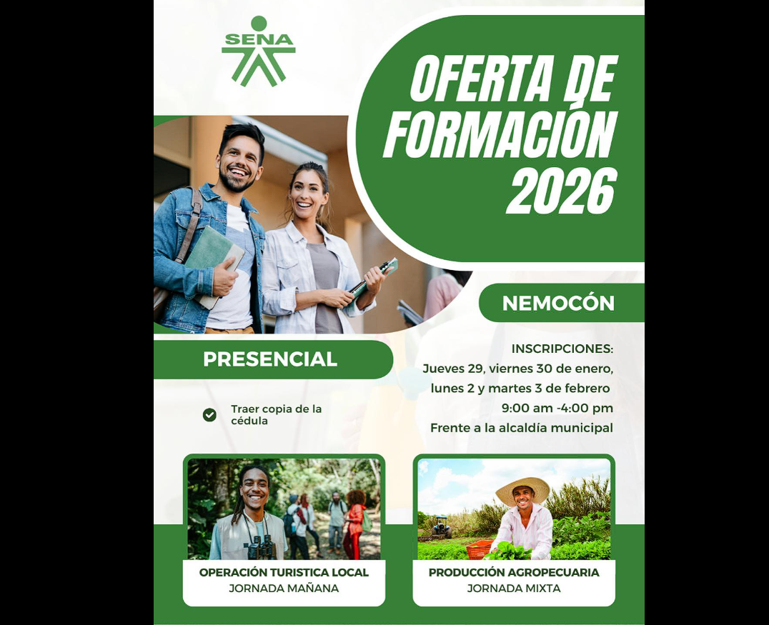 Oferta de |Formación SENA| 2026 llega a |Nemocón|
