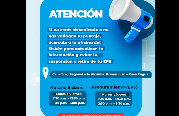 Actualización del |Sisbén| es clave para mantener la afiliación a la |EPS|
