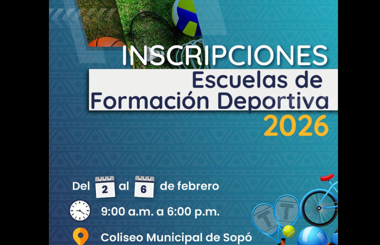 |Sopó| abre inscripciones para las |Escuelas de Formación Deportiva| 2026